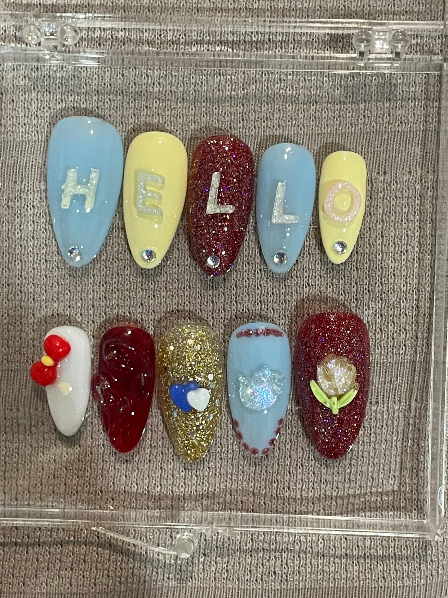 Greetings kitty press on nails