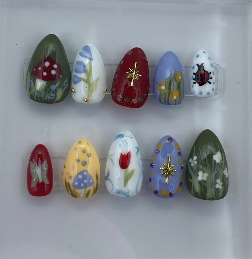 Fairytale forest press on nails