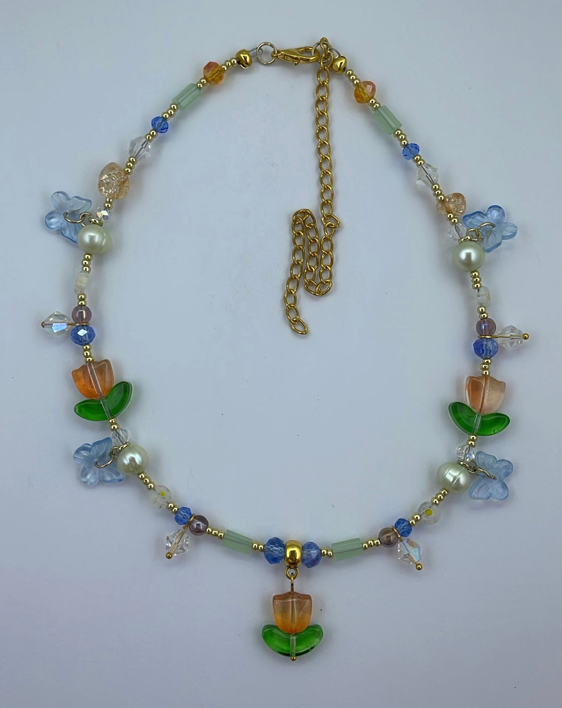 Dusk tulip and butterflies choker