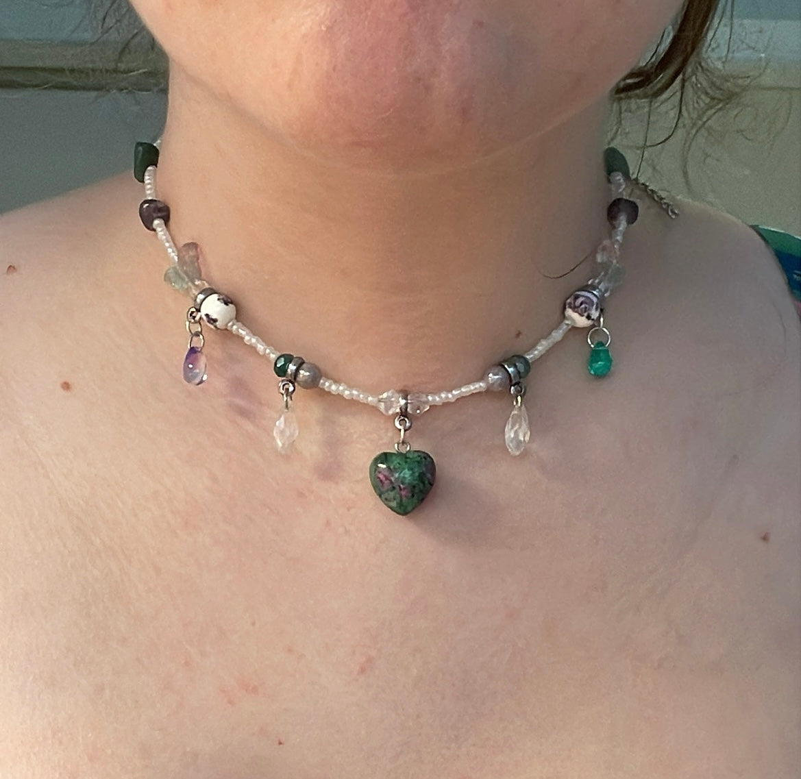 Fluorite heart choker