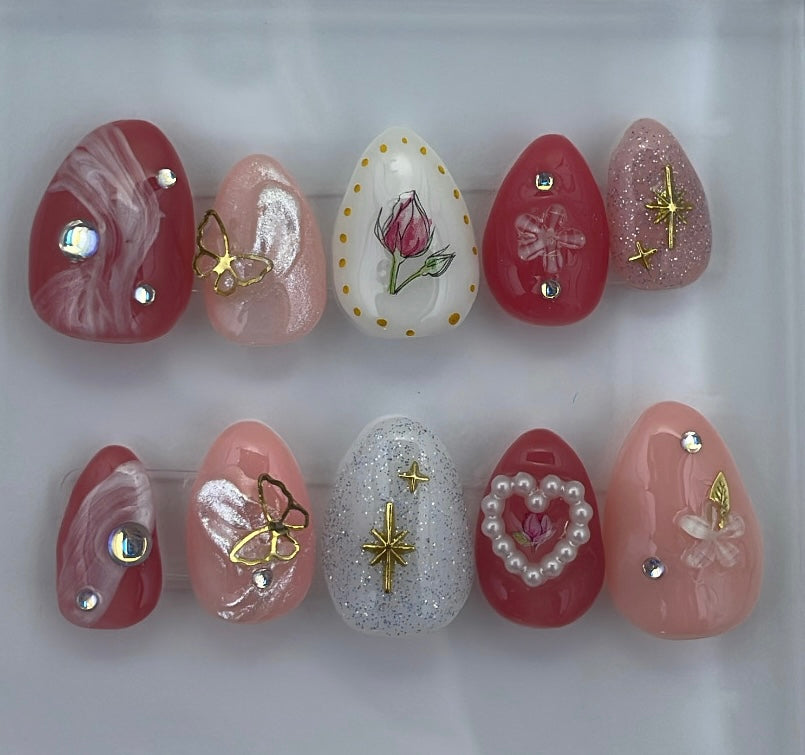 Princess smooch press on nails