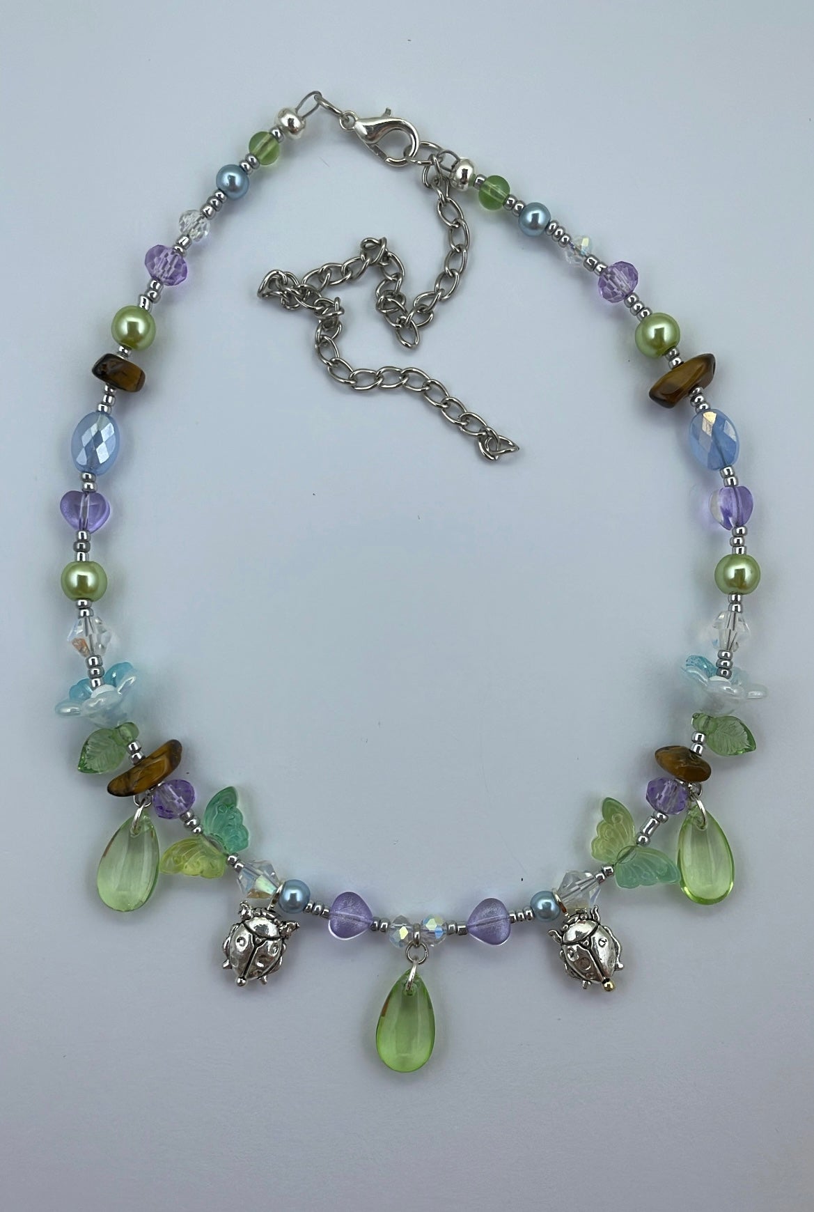 Mint green beetle drops choker