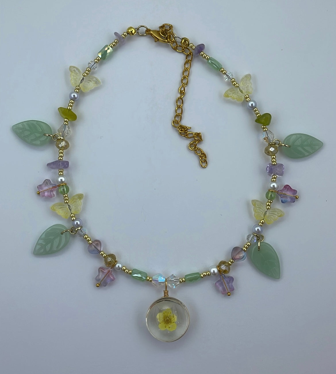 Sunshine flower, purple stars choker