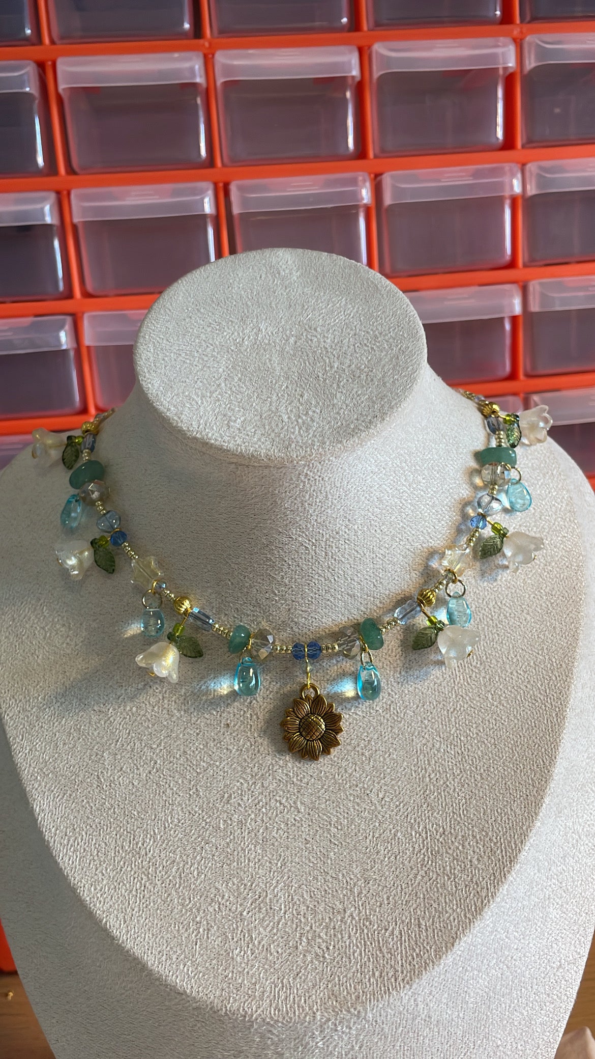 Sunflower rain necklace