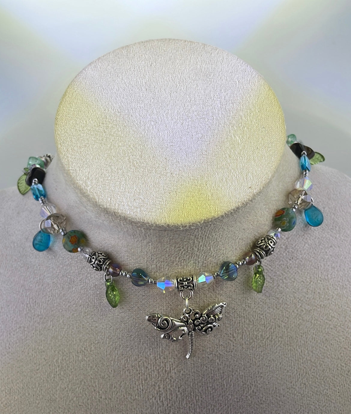 Cerulean dragonfly pond choker