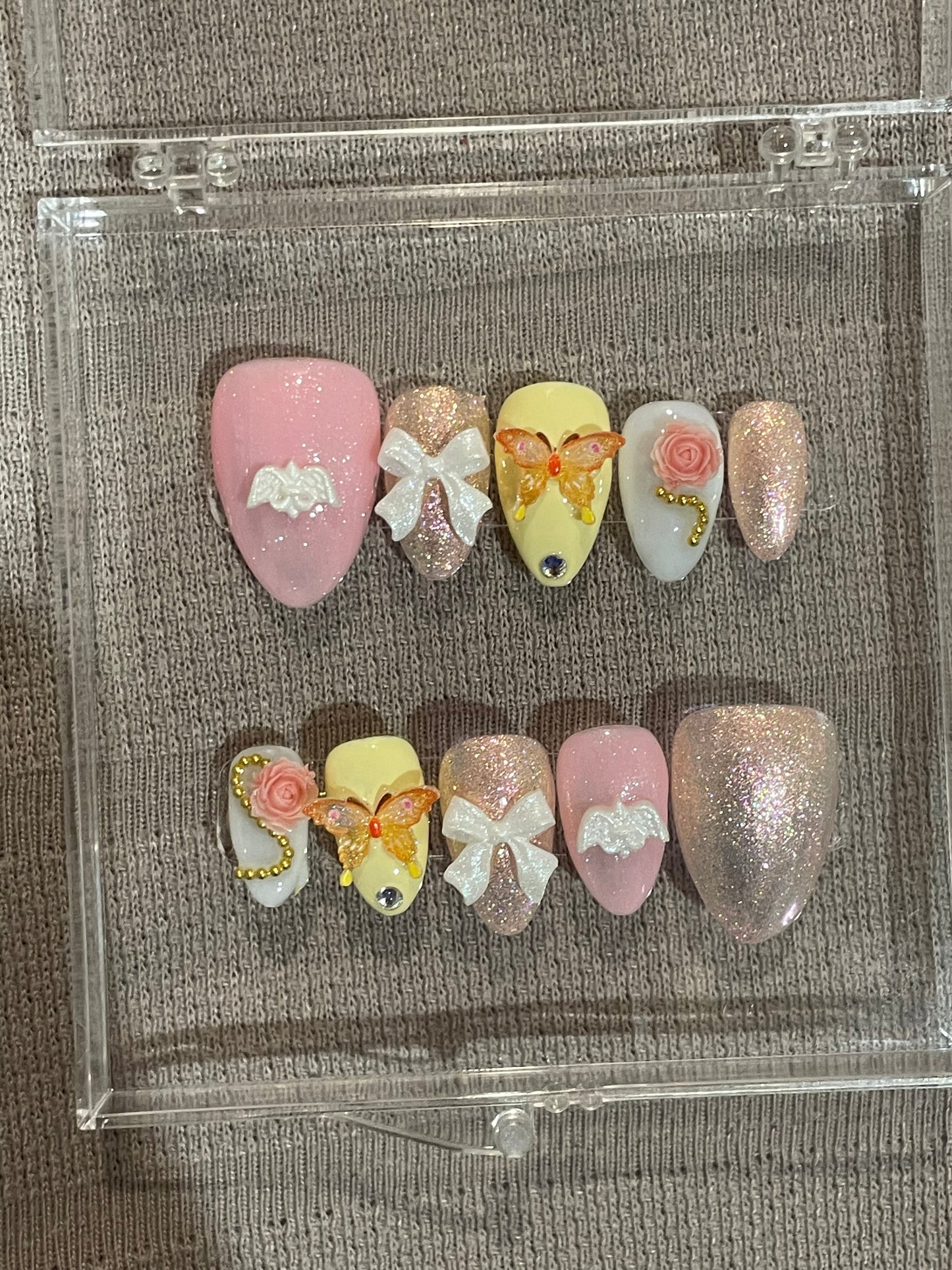 Blushing sunset press on nails