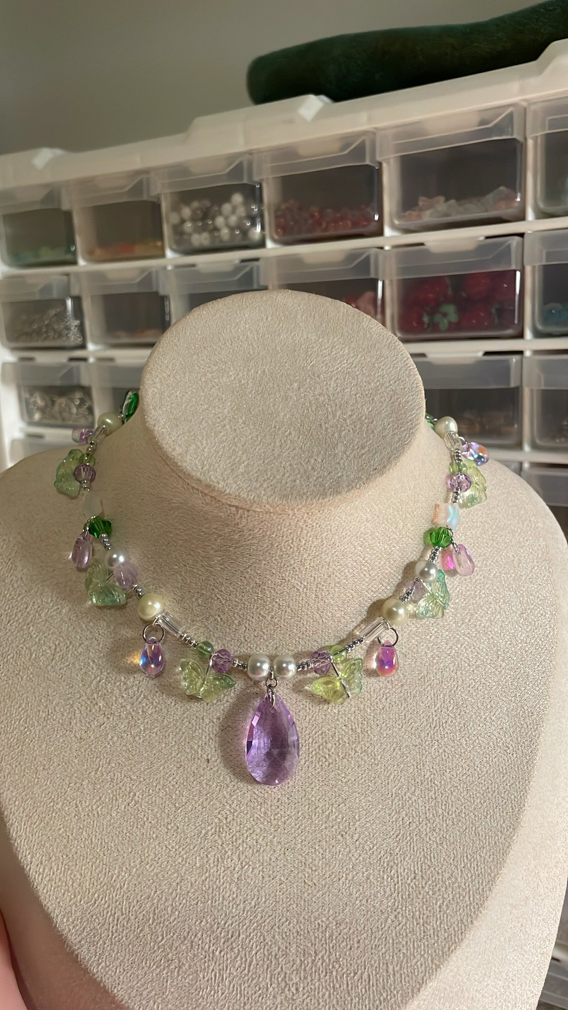 Summer hydrangea teardrop necklace