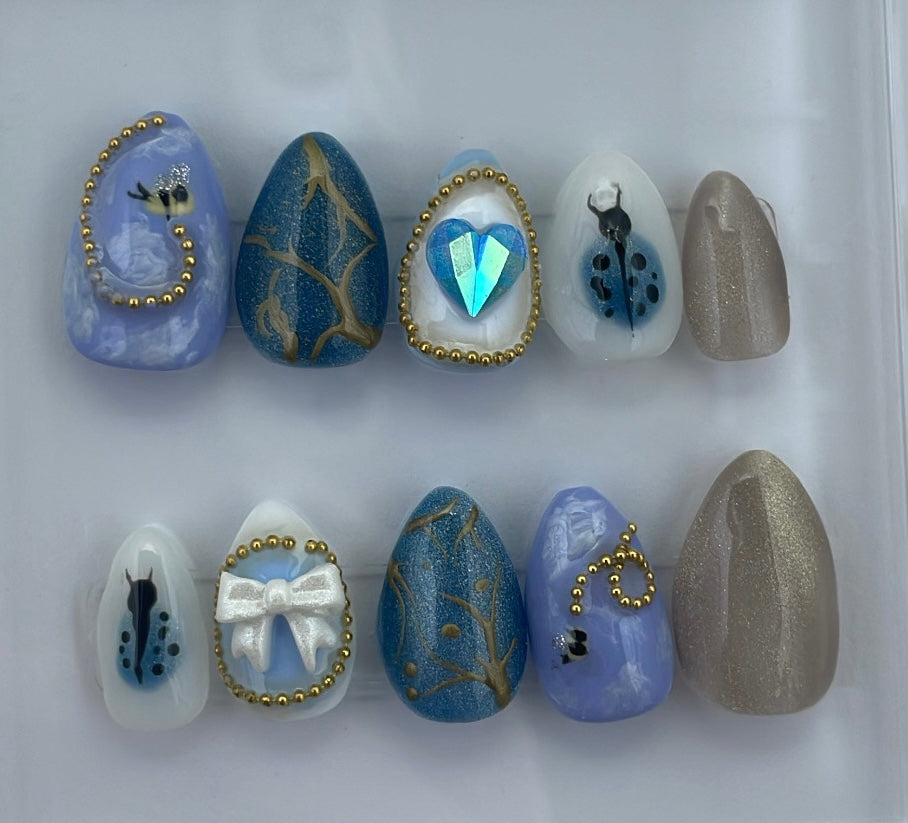 Blue bliss press on nails