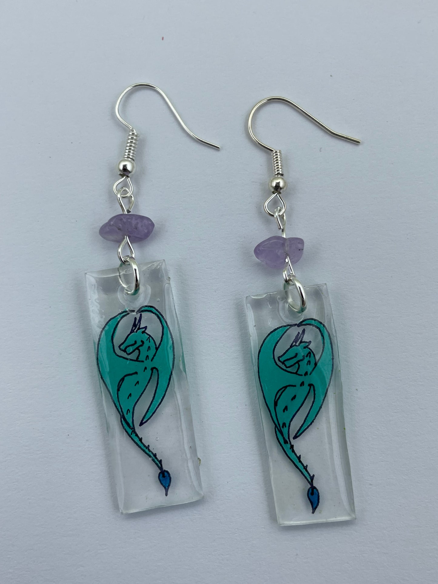 Aqua dragon earrings