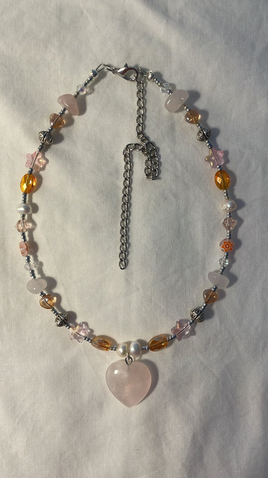 Golden hour (rose quartz) necklace