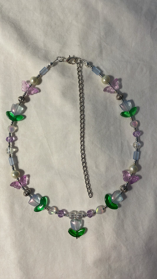Cornflower tulips necklace