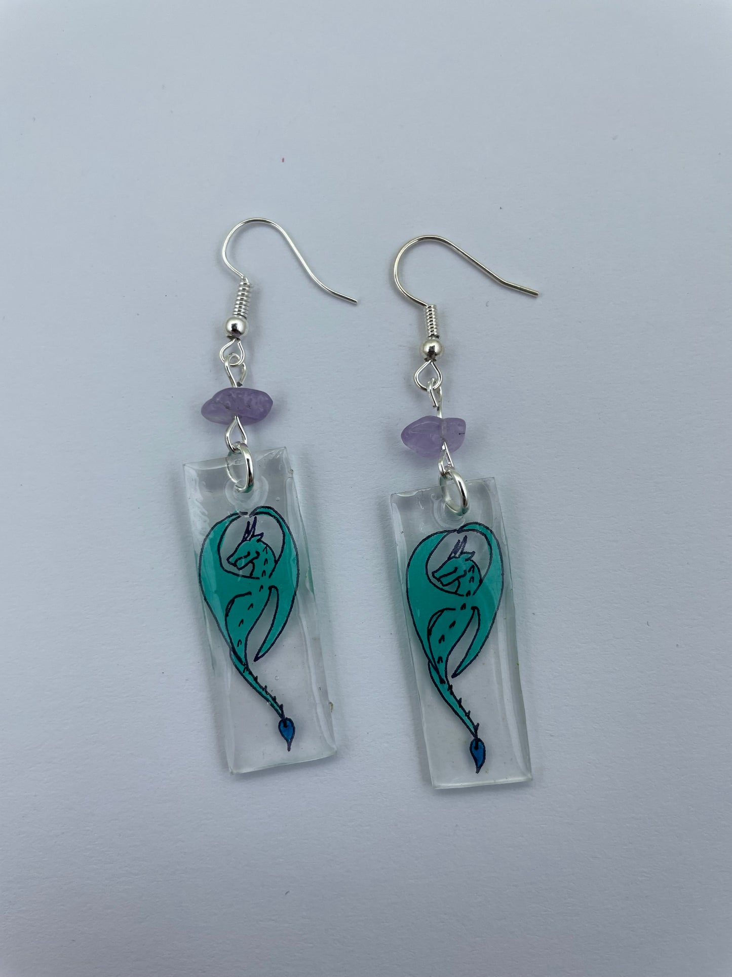 Aqua dragon earrings