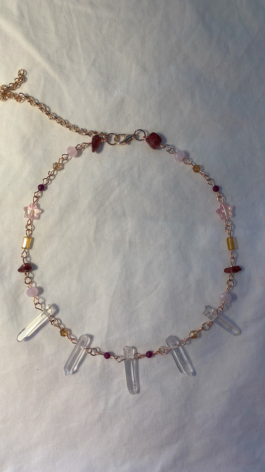 Crystal red sunset necklace
