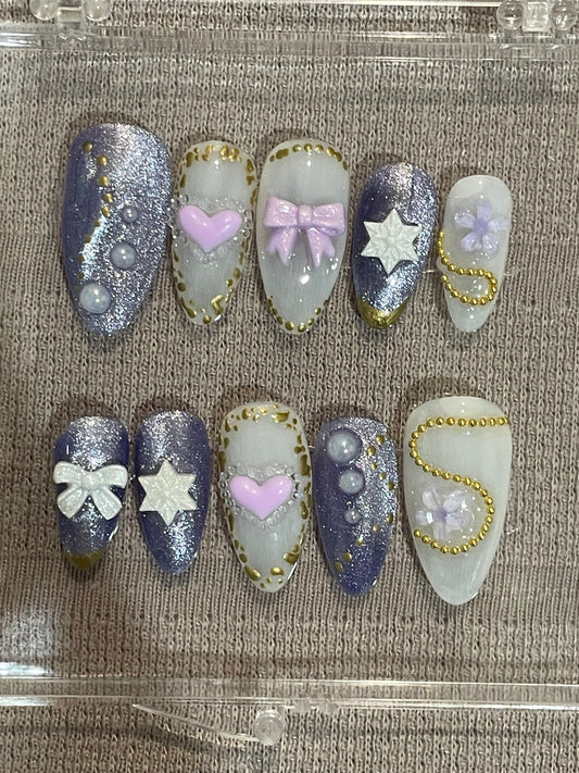 Purple daydream press on nails
