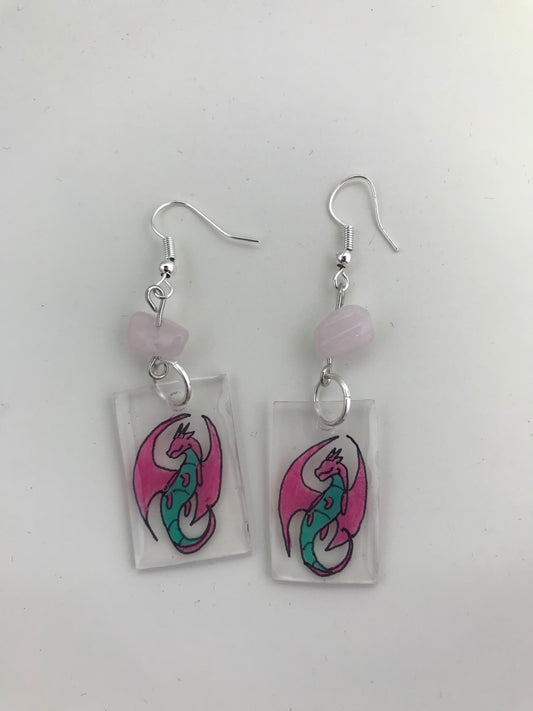 Pink Dragon earrings