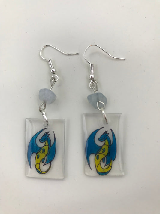 Blue dragon earrings