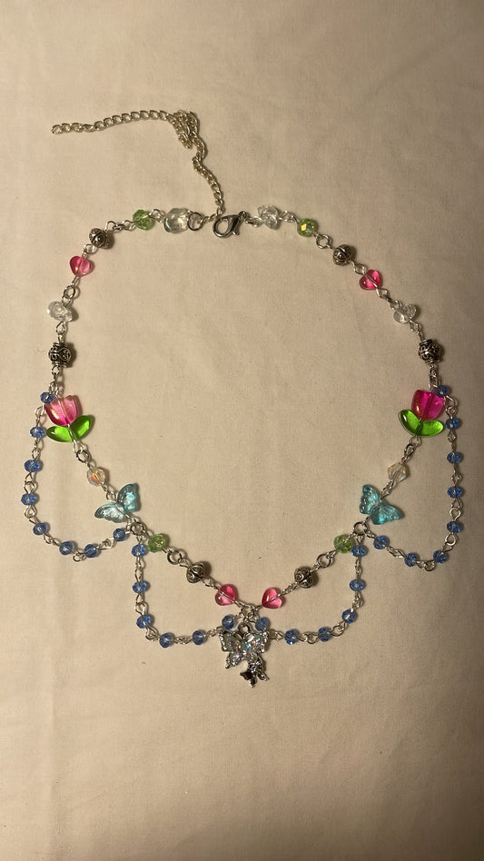 Bluebell butterfly necklace