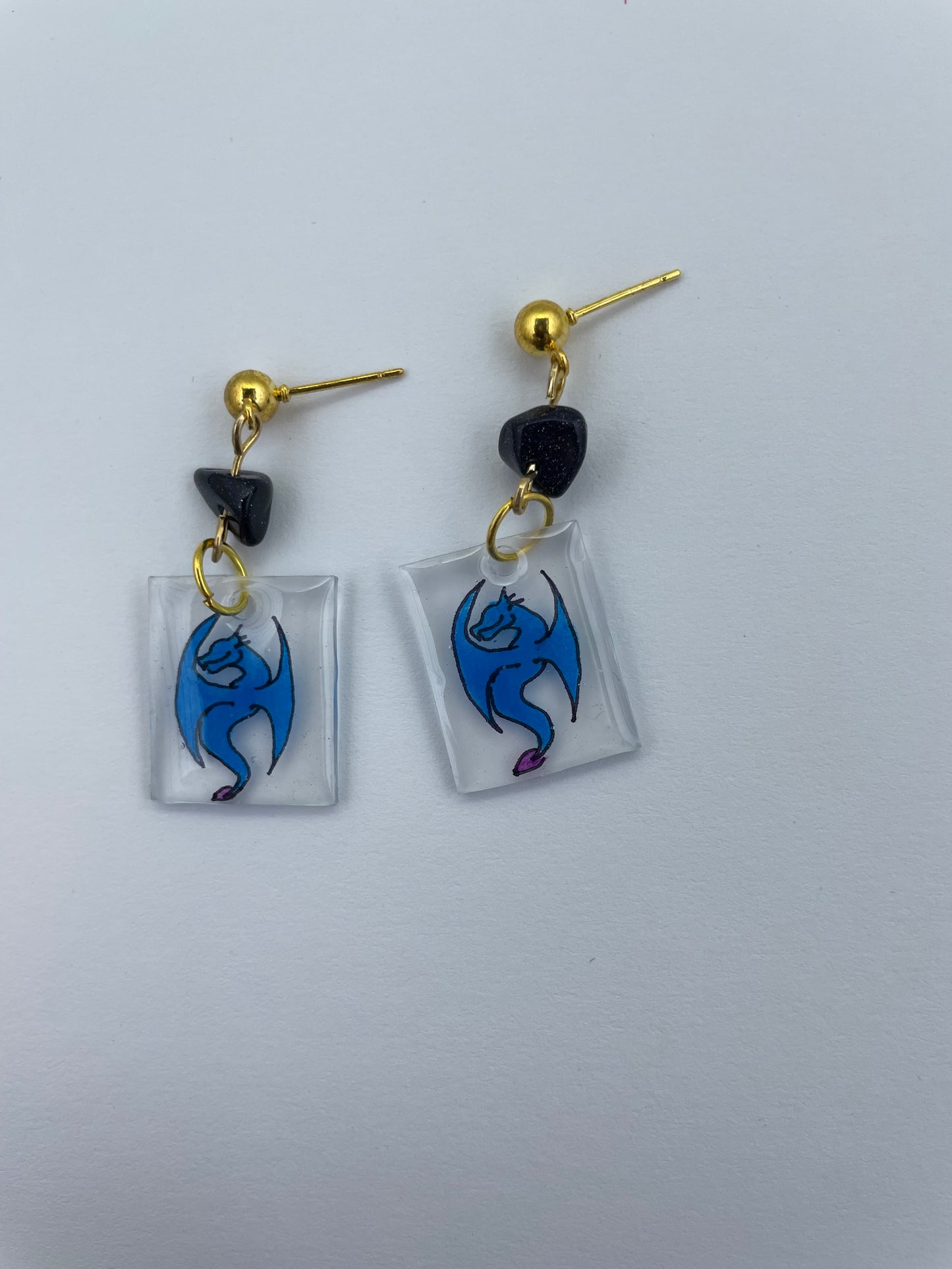 Dark blue dragon earrings