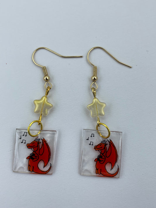 Music dragon earrings