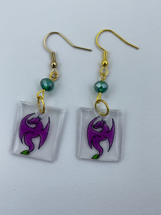 Lavender dragon earrings