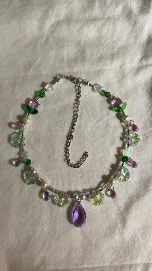 Summer hydrangea teardrop necklace