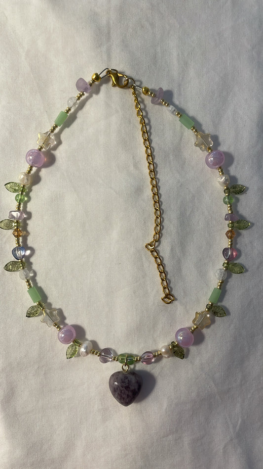 Heart of lilac necklace