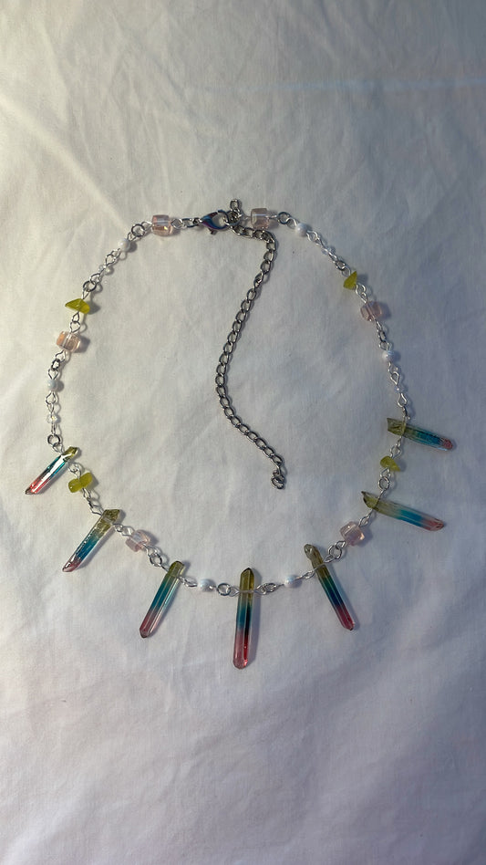 Crystal falling petals necklace