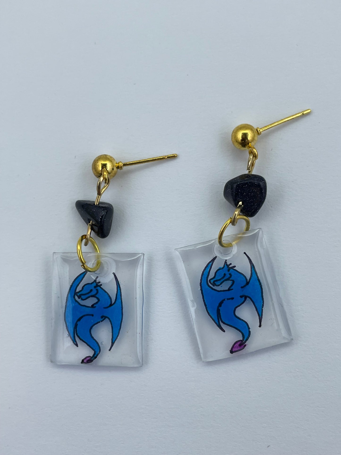 Dark blue dragon earrings