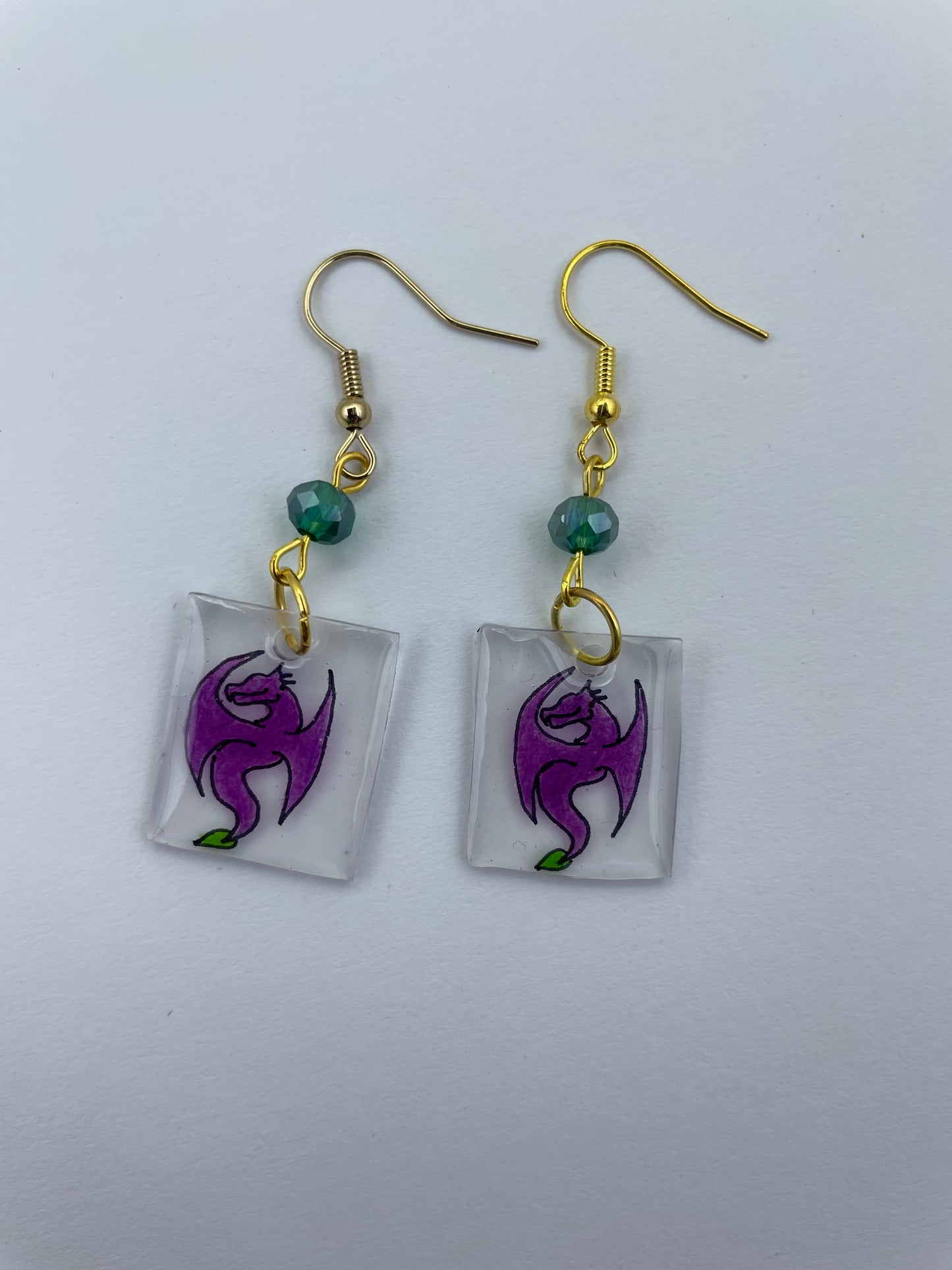 Lavender dragon earrings