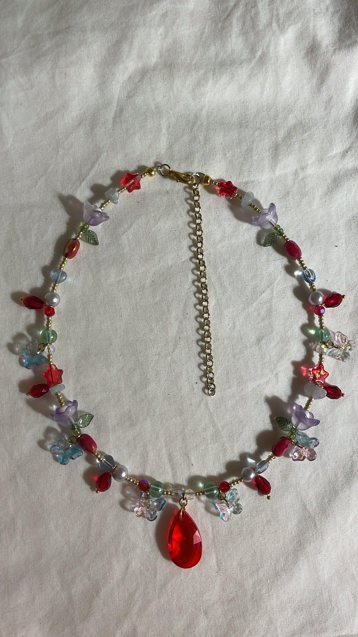 Scarlet and heather teardrop necklace
