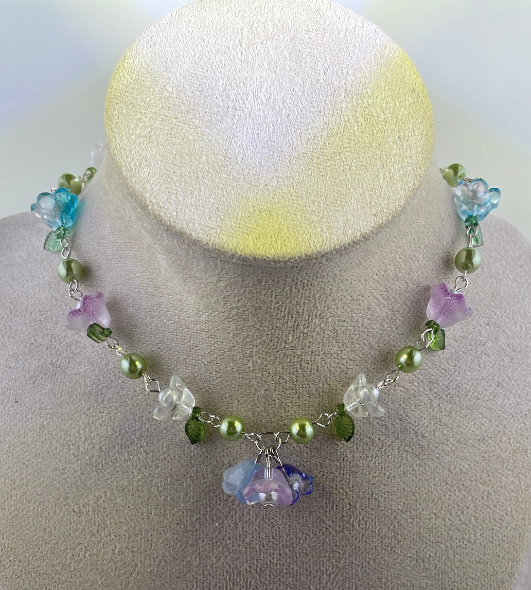 Violets and bluebells choker (adjustable)