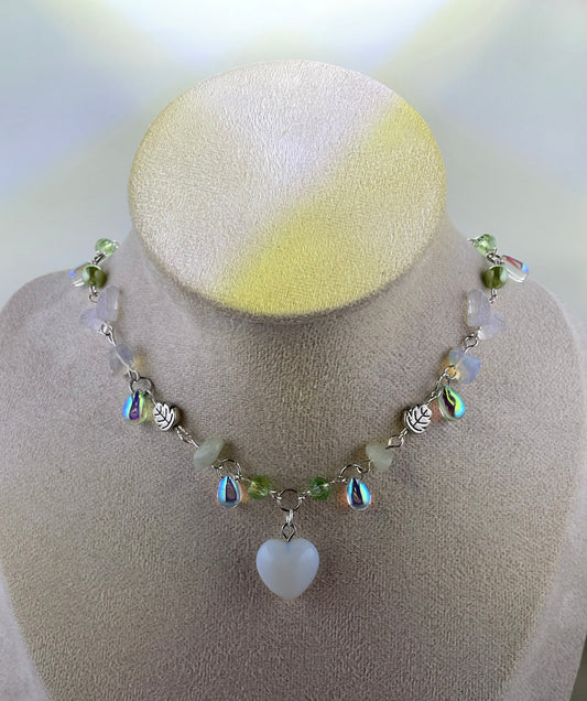 Opalite heart choker (adjustable)