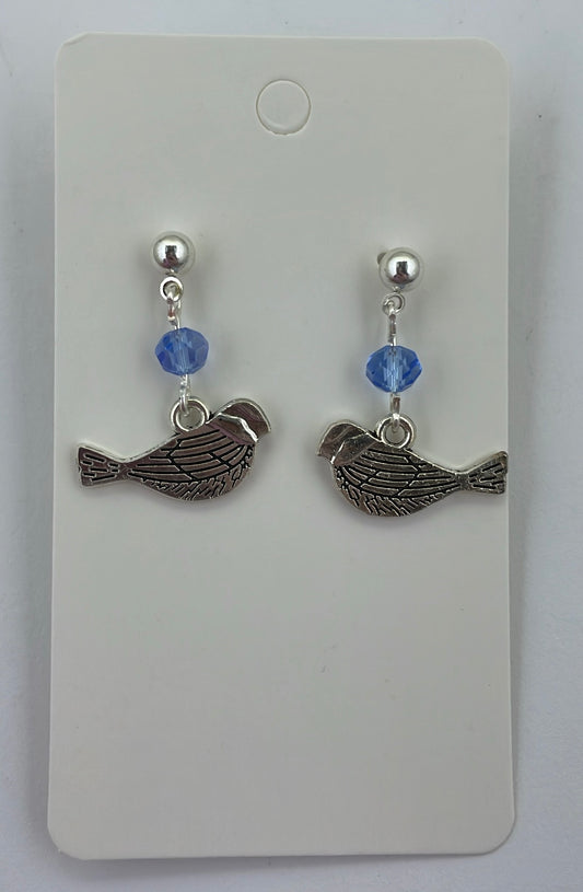 Blue sparrow earrings