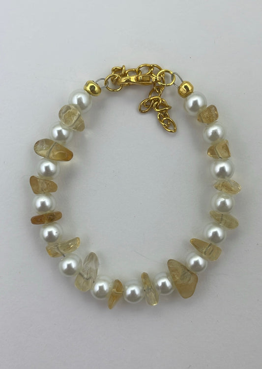 Citrine and glass pearl bracelet