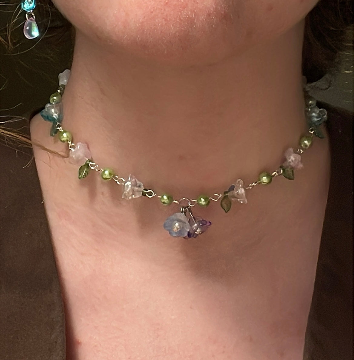 Violets and bluebells choker (adjustable)