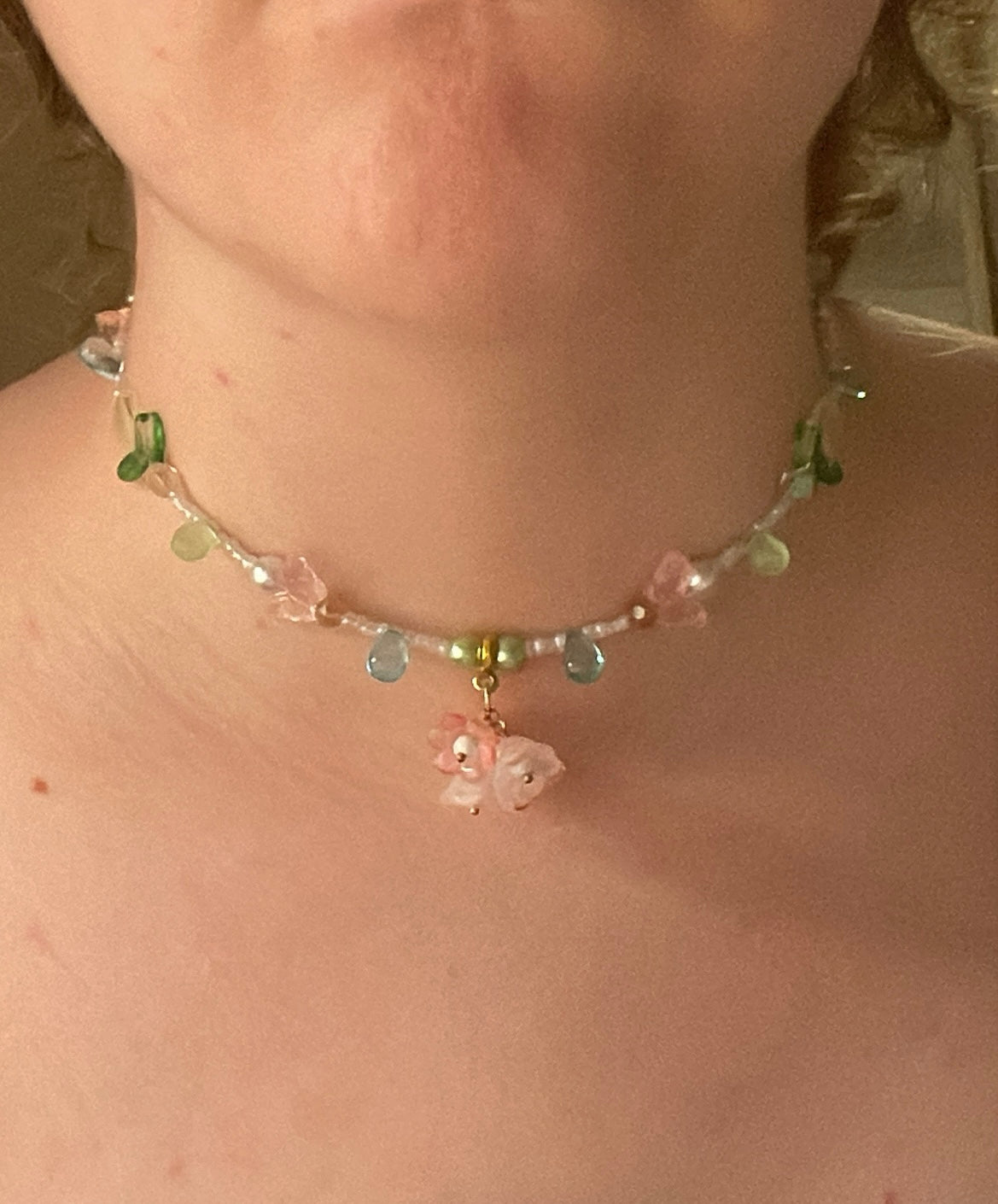 Pastel pink bouquet choker (adjustable)